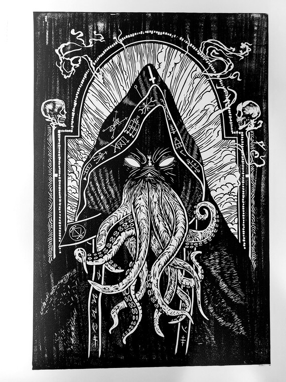 The Call Original Linocut Print Handcarved Handprinted Etsy