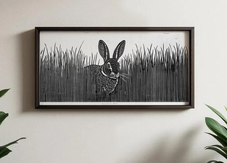 Rabbit Linocut Print: Limited Edition Hare Art, Signed & Numbered ...