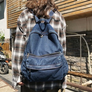 Jean Backpack, Retro Denim Shoulder Bag, Shoulder Bag, Everyday Travel Bag, Denim Handbag, Jean Backpack, Jean Bag, Denim Bag, School Bag