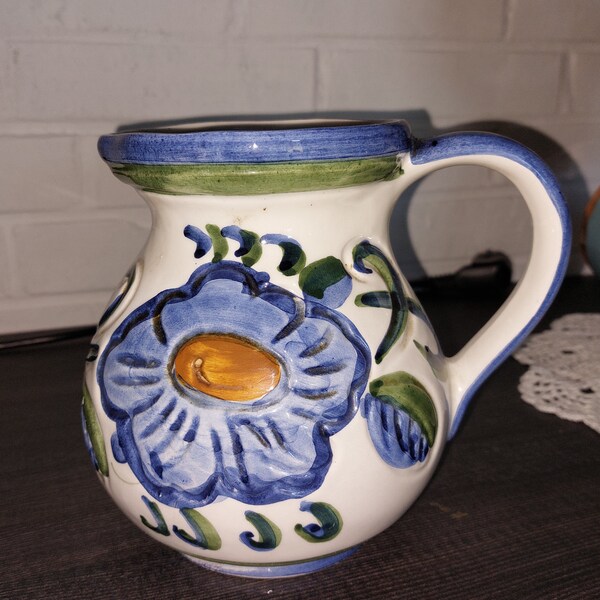 Vintage Krug Vase handbemalt sig. Bernini