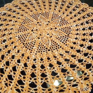 Crochet blanket orange-melange 42 cm genuine handcraft NEW