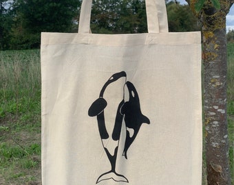 Jutebeutel | Stofftasche Orcas | Schwertwal