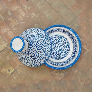 Moroccan Ceramic Tajine, Serving Tagine, Kitchen Hand-painted Beurrier, Handmade Traditional Tagine, Bridesmaid Gift, Ceramic pot
