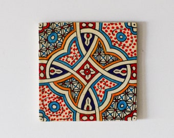 20x20Cm Ceramic Tile,  Moroccan Ceramic Tiles, Handpainted Piece of Ceramic, Ceramic Wall, Decorative Wall.