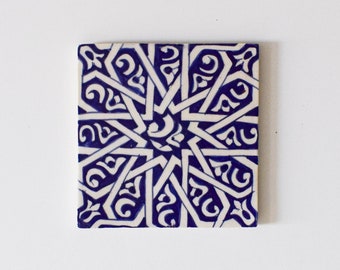 20x20Cm Ceramic Tile,  Moroccan Ceramic Tiles, Handpainted Piece of Ceramic, Ceramic Wall, Decorative Wall.