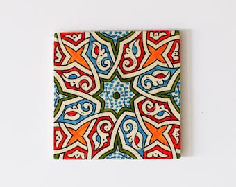 20x20Cm Ceramic Tile,  Moroccan Ceramic Tiles, Handpainted Piece of Ceramic, Ceramic Wall, Decorative Wall.