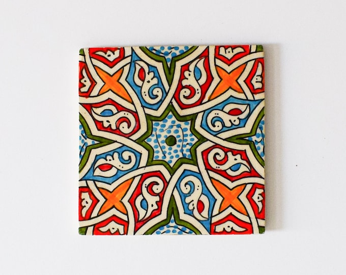 20x20Cm Ceramic Tile,  Moroccan Ceramic Tiles, Handpainted Piece of Ceramic, Ceramic Wall, Decorative Wall.
