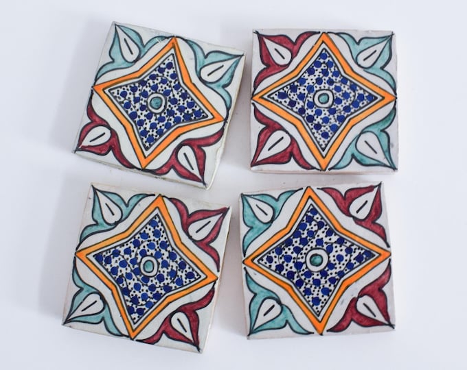 10x10Cm Ceramic Tile,  Moroccan Ceramic Tiles, Handpainted Piece of Ceramic, Ceramic Wall, Decorative Wall.