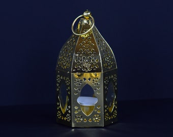 Engraved Brass Morrocan Candle Holder, Moroccon Bathroom Accessories