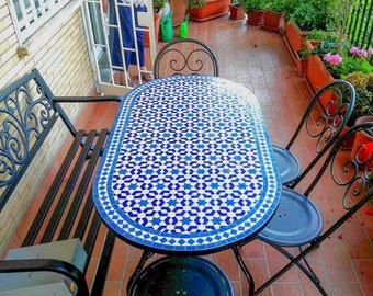 Backyard Table To Decorate your Patio, Moroccan Handmade Table, Personalized Tile Table,Handcrafted Table,Round Table,Free Shipping