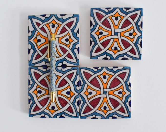 10x10Cm Ceramic Tile,  Moroccan Ceramic Tiles, Handpainted Piece of Ceramic, Ceramic Wall, Decorative Wall.