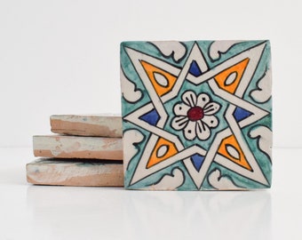 10x10Cm Ceramic Tile,  Moroccan Ceramic Tiles, Handpainted Piece of Ceramic, Ceramic Wall, Decorative Wall.
