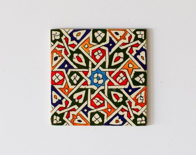 20x20Cm Ceramic Tile,  Moroccan Ceramic Tiles, Handpainted Piece of Ceramic, Ceramic Wall, Decorative Wall.