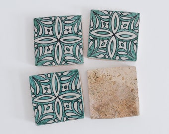10x10Cm Ceramic Tile,  Moroccan Ceramic Tiles, Handpainted Piece of Ceramic, Ceramic Wall, Decorative Wall.