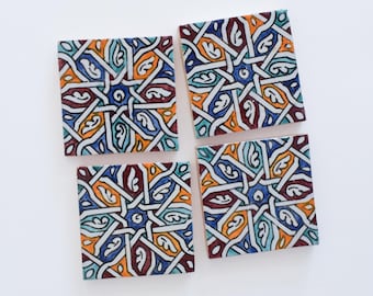 10x10Cm Ceramic Tile,  Moroccan Ceramic Tiles, Handpainted Piece of Ceramic, Ceramic Wall, Decorative Wall.
