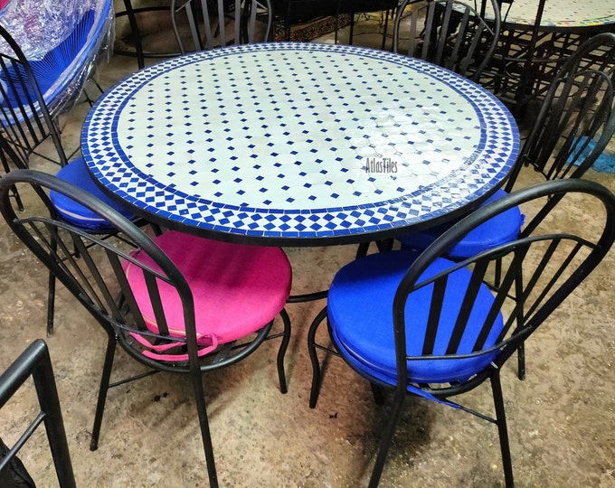 Outdoor Patio Mosaic Table 100%Handmade,Ceramic Table,Indoor Mosaic Table,Customizable Tile Design,Handcrafted Table,Tile Decor,Dining Table