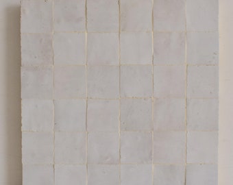 Zellige Panel, Authentic Moroccan Handmade 12in x 12in Zellige Panel, Floor & Wall Glazed Solid Color, Backsplash 2x2in Assembled Tiles