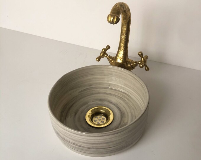 Ceramic Sink for Bathroom 100% Handmade,Best Deals Etsy,Vessel Sink,Custom Sink Vanity,Pottery Handmade Sinks for Bathroom Decoration.