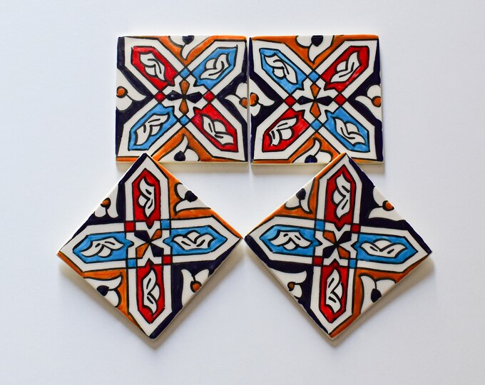 10x10Cm Ceramic Tile,  Moroccan Ceramic Tiles, Handpainted Piece of Ceramic, Ceramic Wall, Decorative Wall.