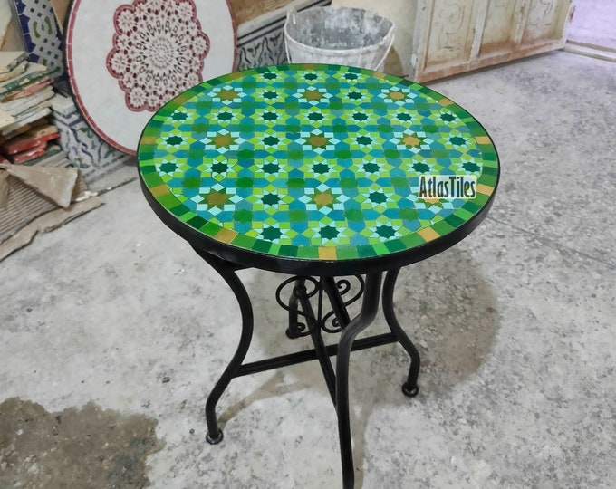 Emerald Green Tile Table,Patio Furniture,Mosaic Table,Amazing Indoor & Outdoor Furniture,Handcrafted Table,Customizable Table,Free Shipping