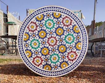 Dinner Mosaic Table for Outdoor Patio,Mosaic Table,Ceramic Table,Indoor & Outdoor Mosaic Table,Handcrafted Table,Personalized Tile Design