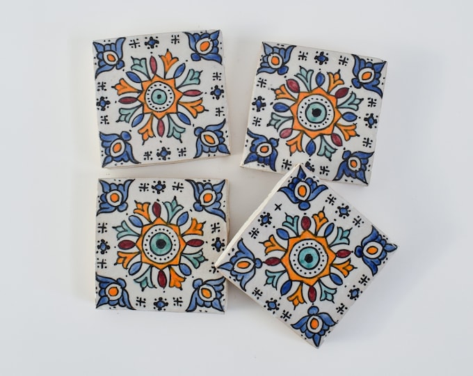 10x10Cm Ceramic Tile,  Moroccan Ceramic Tiles, Handpainted Piece of Ceramic, Ceramic Wall, Decorative Wall.
