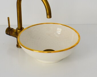 Ceramic Sink for Bathroom 100% Handmade,Best Deals Etsy,Vessel Sink,Custom Sink Vanity,Pottery Handmade Sinks for Bathroom Decoration.