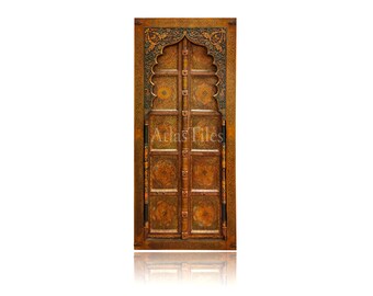 Handcrafted Moroccan Door:Intricate Design and Authentic Artistry,Vintage Moroccan Door, Vintage Moroccan Door, Handmade from Reclaimed Wood