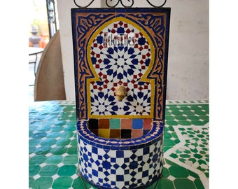 Small Cute Fountain for Outdoor Patio, 100% Handmade Mosaic Fountain,Customizable Couple Gift,Home decoration