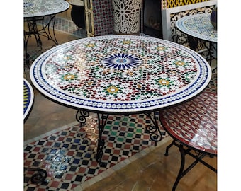 Mosaic Outdoor Table for Patio,Ceramic Table,Indoor Mosaic Table,Customizable Tile Design,Handcrafted Table,Tile Decor,Dining Table