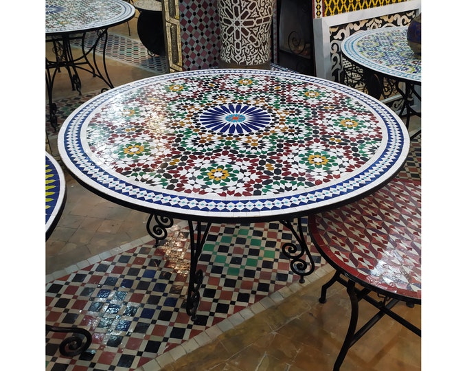 Mosaic Outdoor Table for Patio,Ceramic Table,Indoor Mosaic Table,Customizable Tile Design,Handcrafted Table,Tile Decor,Dining Table