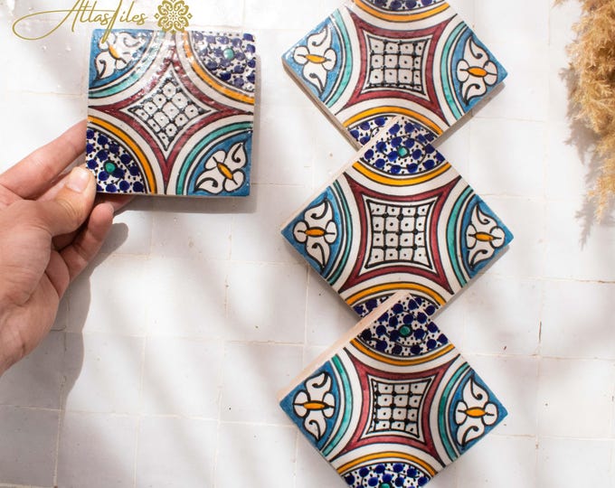 10x10Cm Ceramic Tile,  Moroccan Ceramic Tiles, Handpainted Piece of Ceramic, Ceramic Wall, Decorative Wall.