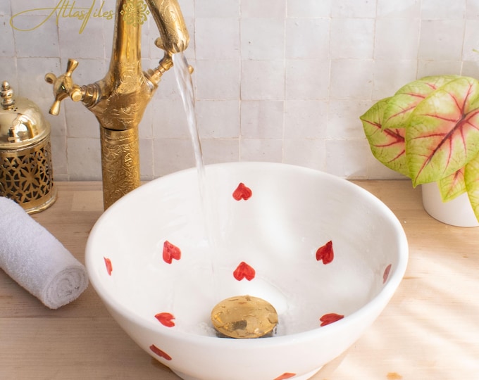 Handmade Ceramic sink  ,Hand painted bathroom ceramic washbasin,Bathroom Equipement,Custom Luxury handmade counter top basin,