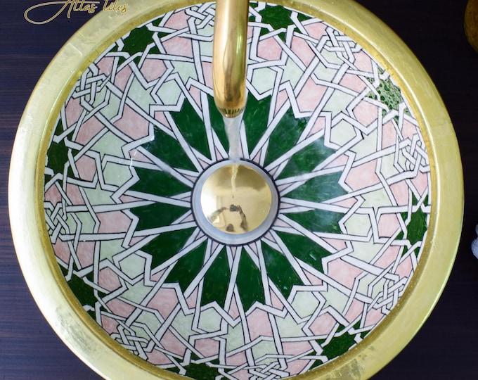Ceramic Sink Basin Brass Edge For Bathroom 100% Handmade,Vessel Sink,Custom Sink Vanity,Pottery Handmade Sinks for Bathroom Decoration.
