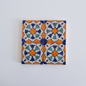 10x10Cm Ceramic Tile, Moroccan Ceramic Tiles, Handpainted Piece of Ceramic, Ceramic Wall, Decorative Wall. image 6