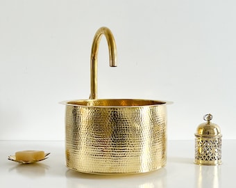 Single Bar Brass Sink for your Bathroom, Brass Handmade Moroccan Sink, Over counter Bathroom Sink, Water Sink, Undermount Sink, Drop in Sink