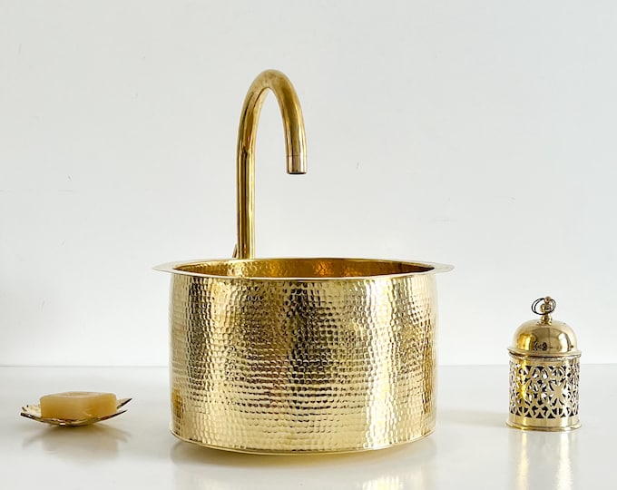 Single Bar Brass Sink for your Bathroom, Brass Handmade Moroccan Sink, Over counter Bathroom Sink, Water Sink, Undermount Sink, Drop in Sink