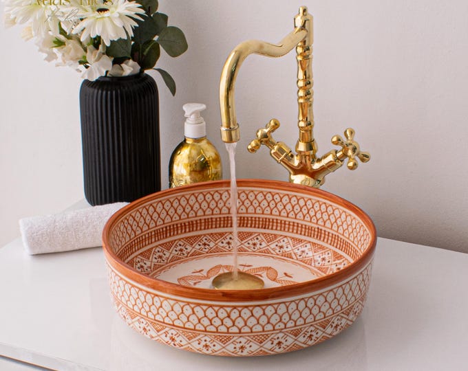 Ceramic Sink for Bathroom 100% Handmade,Best Deals Etsy,Vessel Sink,Custom Sink Vanity,Pottery Handmade Sinks for Bathroom Decoration.
