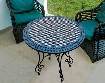 Dinner Mosaic Table for Outdoor Patio,Mosaic Table,Ceramic Table,Indoor & Outdoor Mosaic Table,Handcrafted Table,Personalized Tile Design