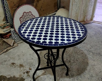 Little Mosaic Round Table handmade with natural Colors l Moroccan Table l Amazing Coffee & Dinner Mosaic Table l Customizable Designs