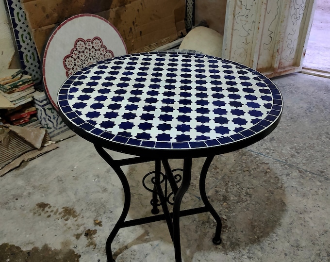 Little Mosaic Round Table handmade with natural Colors l Moroccan Table l Amazing Coffee & Dinner Mosaic Table l Customizable Designs