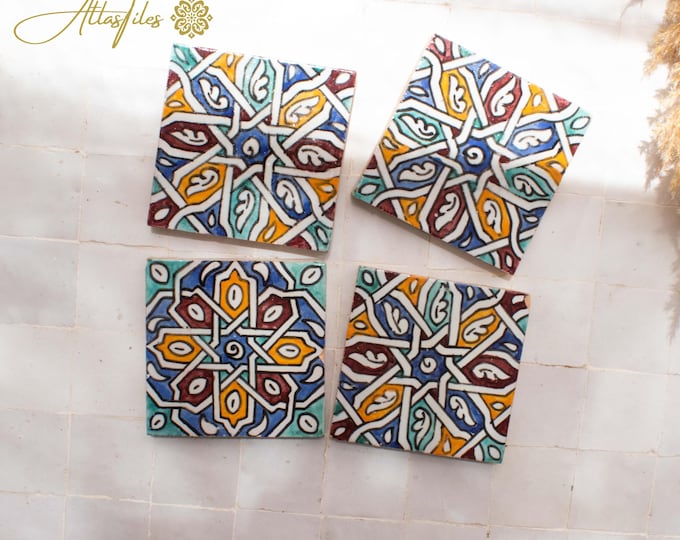 10x10Cm Ceramic Tile,  Moroccan Ceramic Tiles, Handpainted Piece of Ceramic, Ceramic Wall, Decorative Wall.