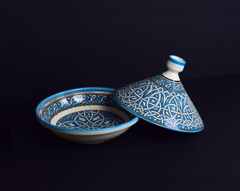 Moroccan Ceramic Tajine, Cooking & Serving Tagine, Kitchen Hand-painted Beurrier, Handmade Traditional Tagine, Bridesmaid Gift, Ceramic pot