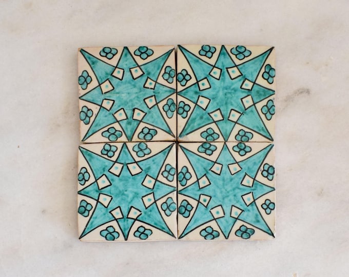 10x10Cm Ceramic Tile,  Moroccan Ceramic Tiles, Handpainted Piece of Ceramic, Ceramic Wall, Decorative Wall.