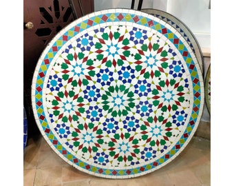 Handmade Mosaic Table for Outdoor Patio,Ceramic Table,Indoor Mosaic Table,Customizable Tile Design,Handcrafted Table,Tile Decor,Dining Table