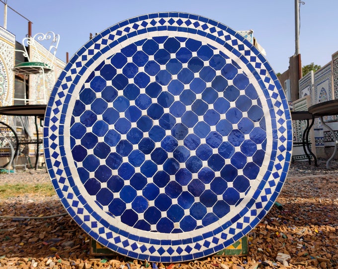 Dinner Mosaic Table for Outdoor Patio,Mosaic Table,Ceramic Table,Indoor & Outdoor Mosaic Table,Handcrafted Table,Personalized Tile Design