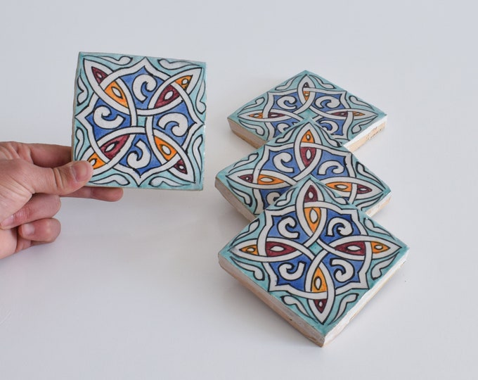 10x10Cm Ceramic Tile,  Moroccan Ceramic Tiles, Handpainted Piece of Ceramic, Ceramic Wall, Decorative Wall.