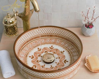 Ceramic Sink for Bathroom 100% Handmade,Best Deals Etsy,Vessel Sink,Custom Sink Vanity,Pottery Handmade Sinks for Bathroom Decoration.