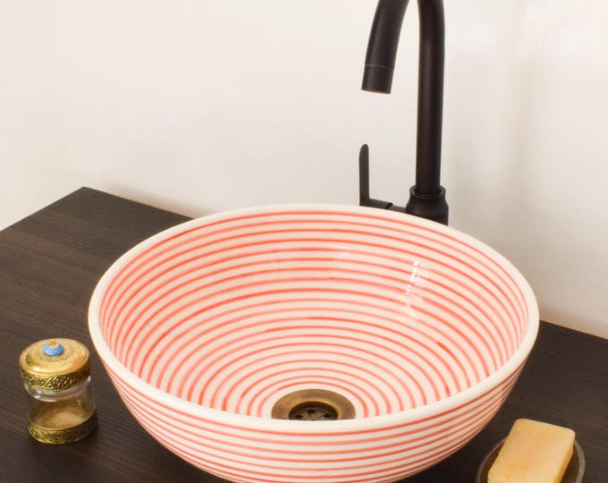 Ceramic Sink for Bathroom 100% Handmade,Best Deals Etsy,Vessel Sink,Custom Sink Vanity,Pottery Handmade Sinks for Bathroom Decoration.