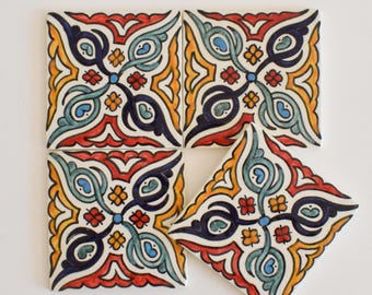 10x10Cm Ceramic Tile,  Moroccan Ceramic Tiles, Handpainted Piece of Ceramic, Ceramic Wall, Decorative Wall.